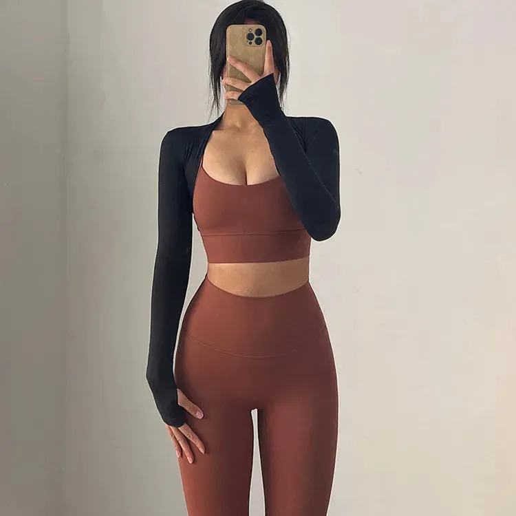 Women's Long Sleeve Ballet Shawl Yoga Crop Top