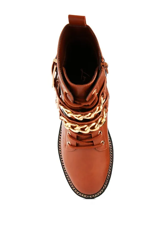 Women's Metal Chain and Buckle Detail Bike Boot