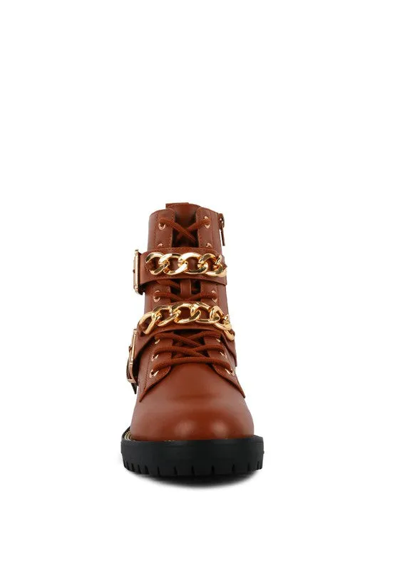 Women's Metal Chain and Buckle Detail Bike Boot