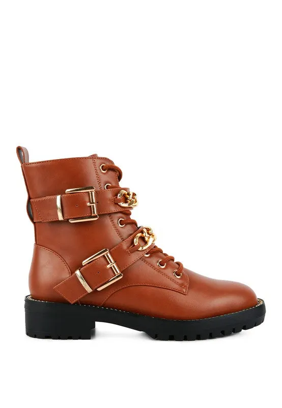 Women's Metal Chain and Buckle Detail Bike Boot