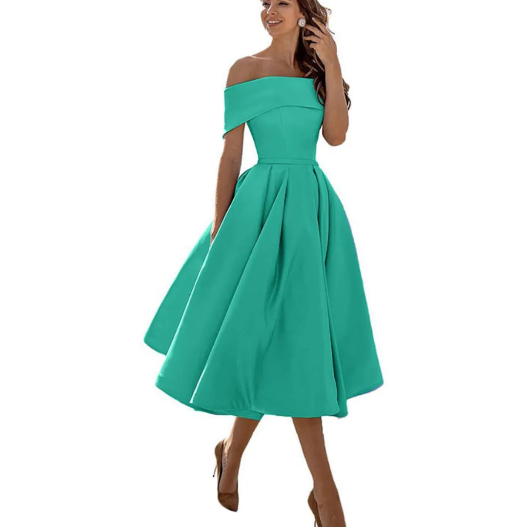 Women's Off-Shoulder Elegant Flare Dress | Midi