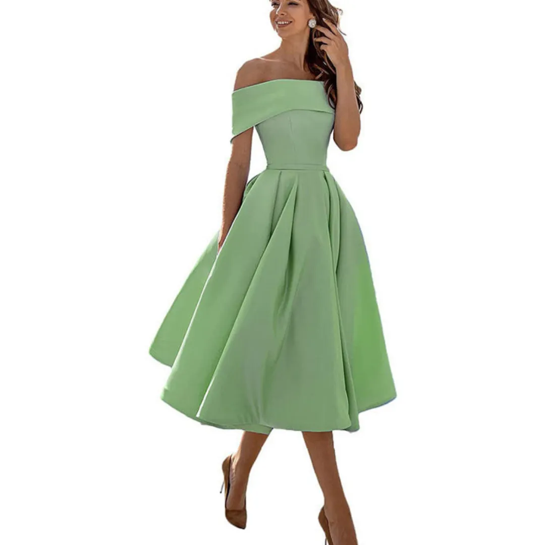 Women's Off-Shoulder Elegant Flare Dress | Midi