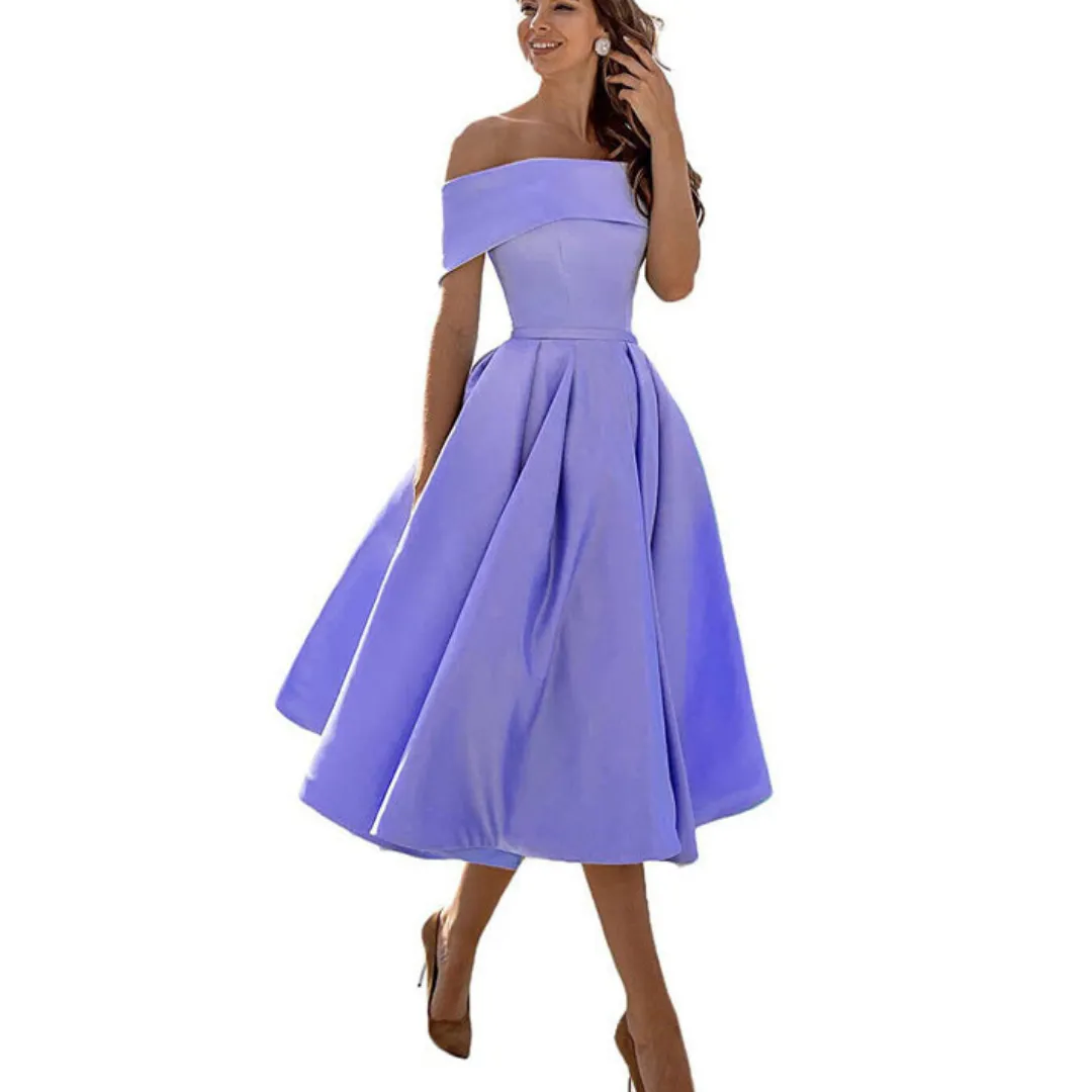 Women's Off-Shoulder Elegant Flare Dress | Midi