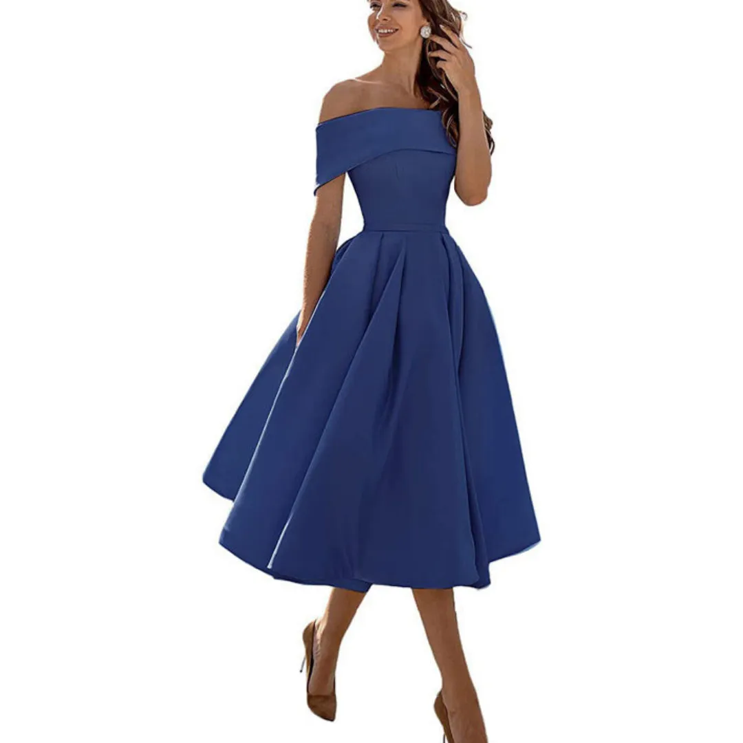 Women's Off-Shoulder Elegant Flare Dress | Midi