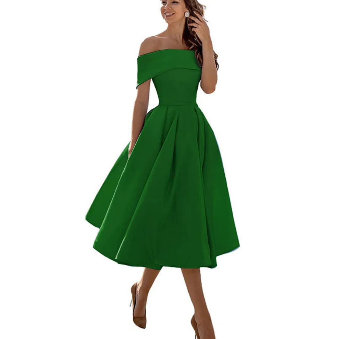 Women's Off-Shoulder Elegant Flare Dress | Midi