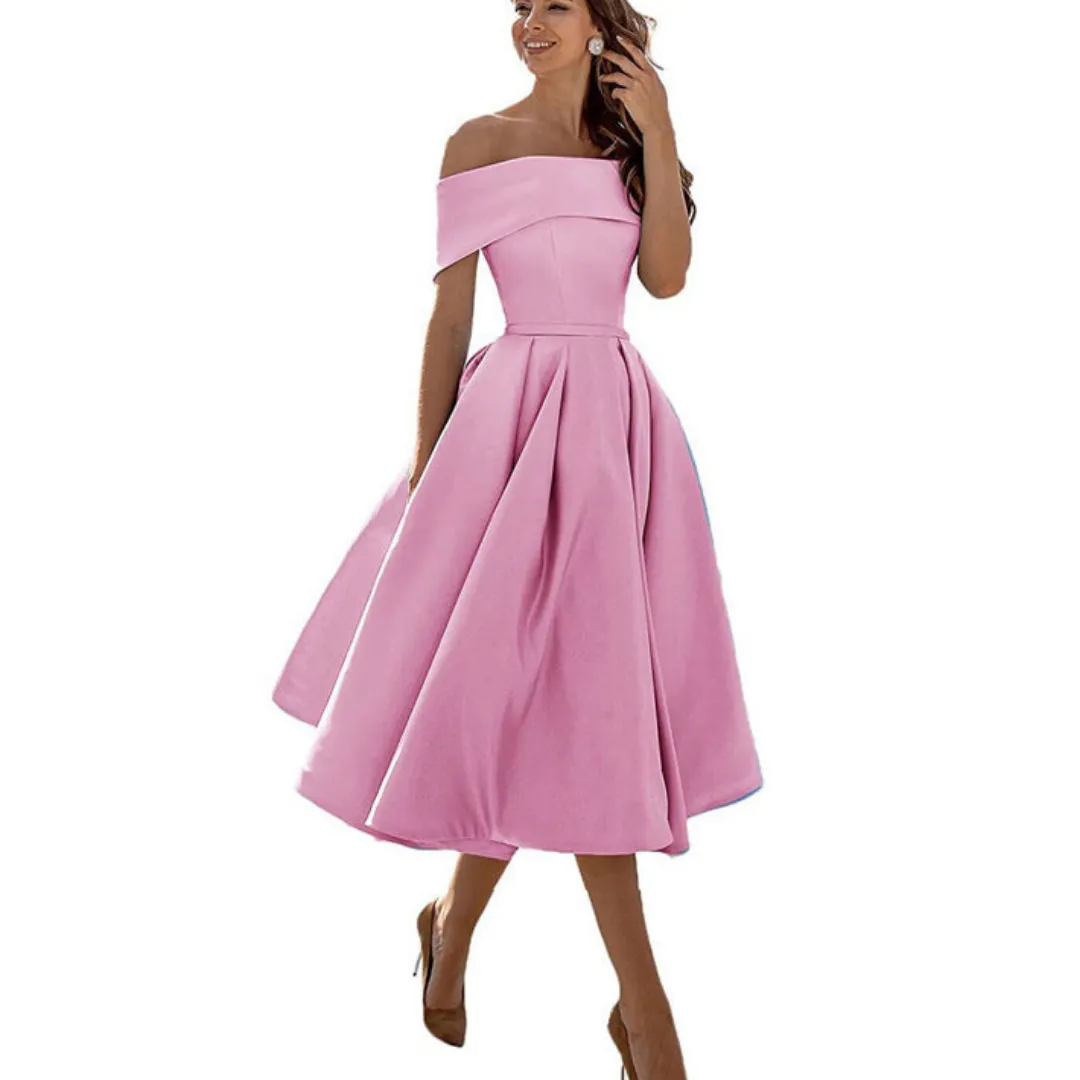 Women's Off-Shoulder Elegant Flare Dress | Midi