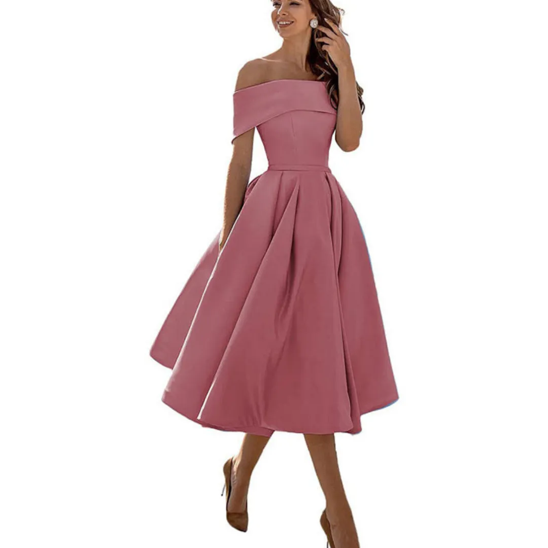 Women's Off-Shoulder Elegant Flare Dress | Midi