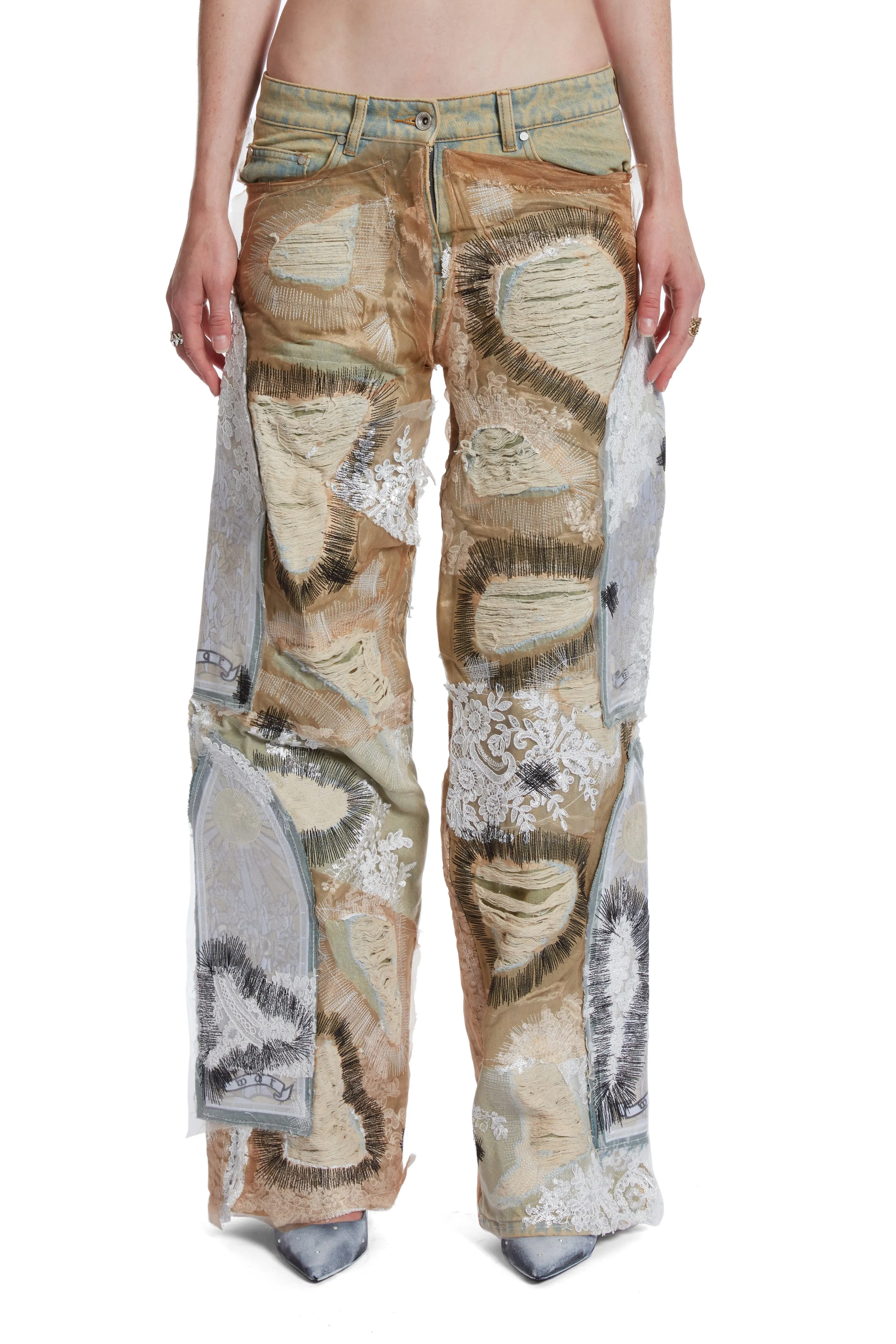 WOMEN'S OVERDYED LACE BURROW DENIM