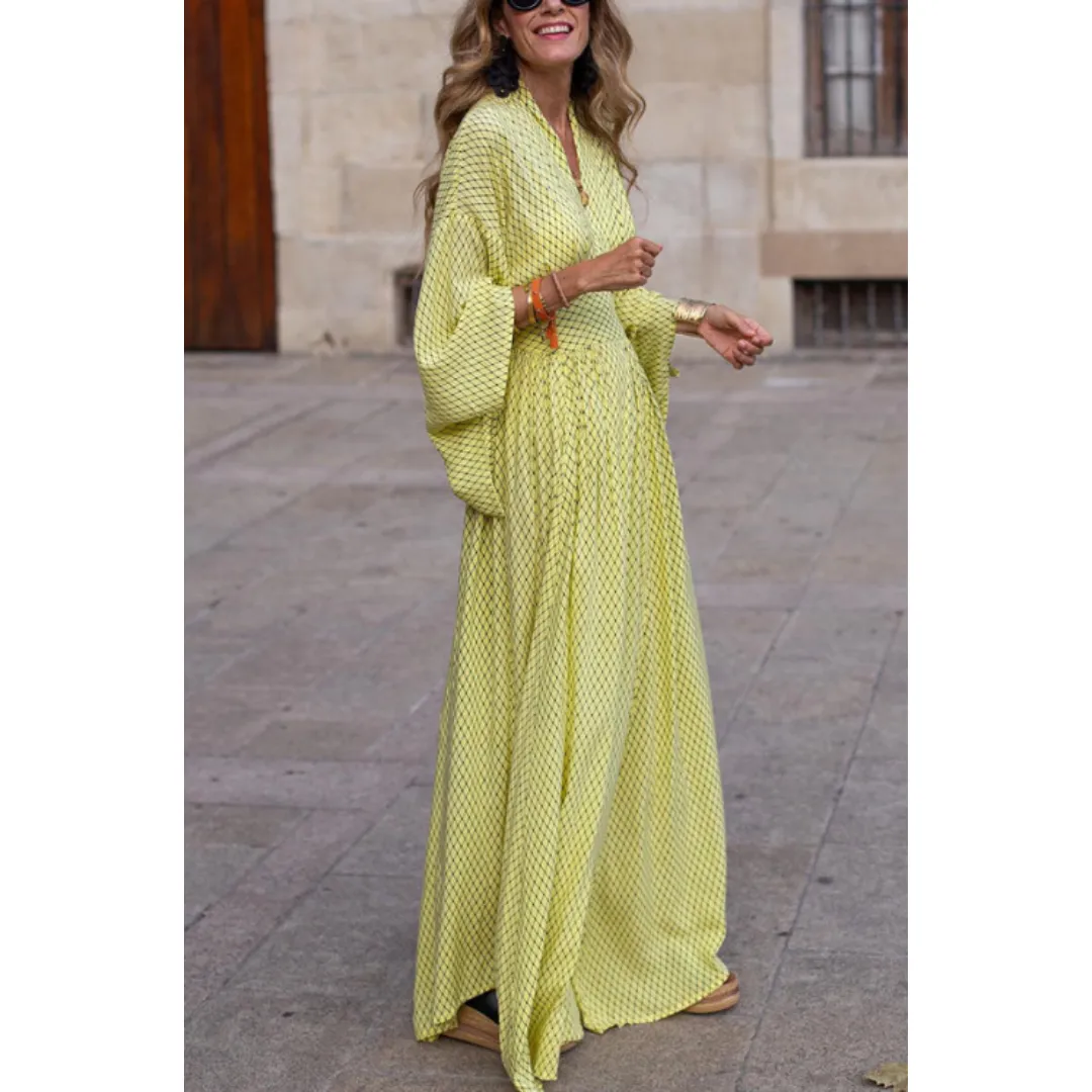 Women's Puff Sleeve Summer Flare Dress | Maxi