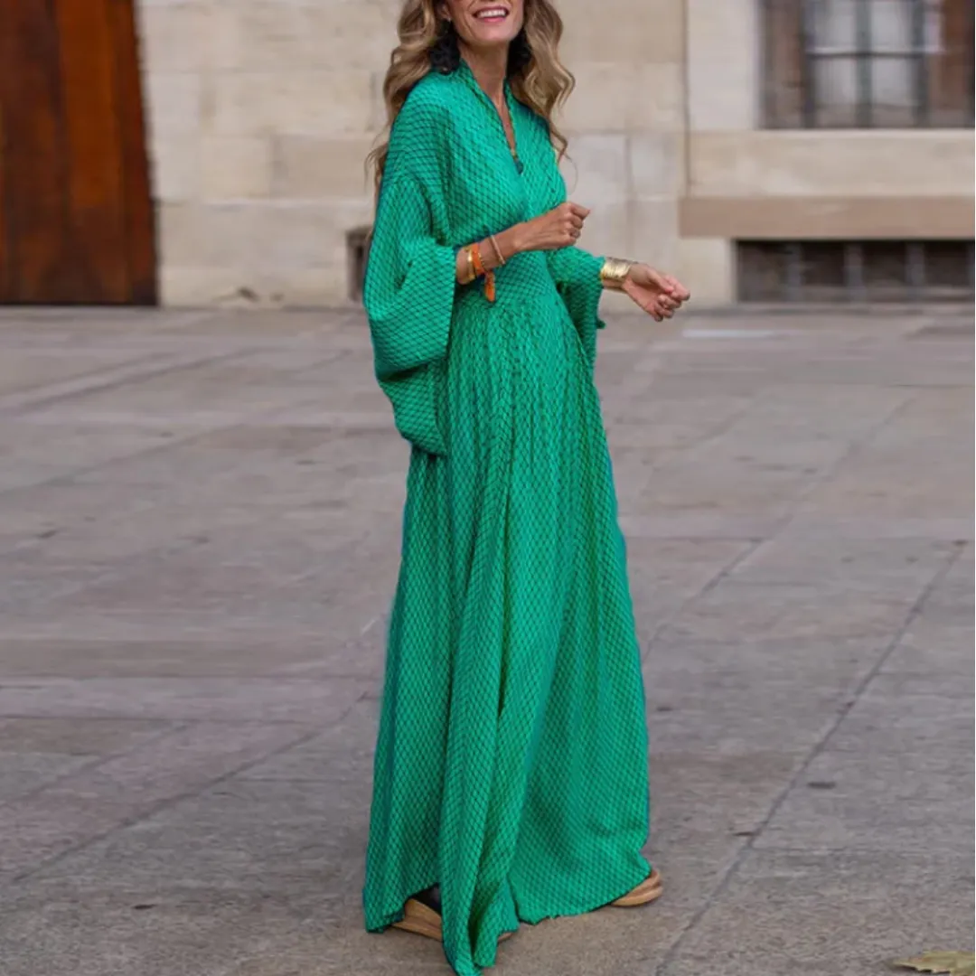 Women's Puff Sleeve Summer Flare Dress | Maxi