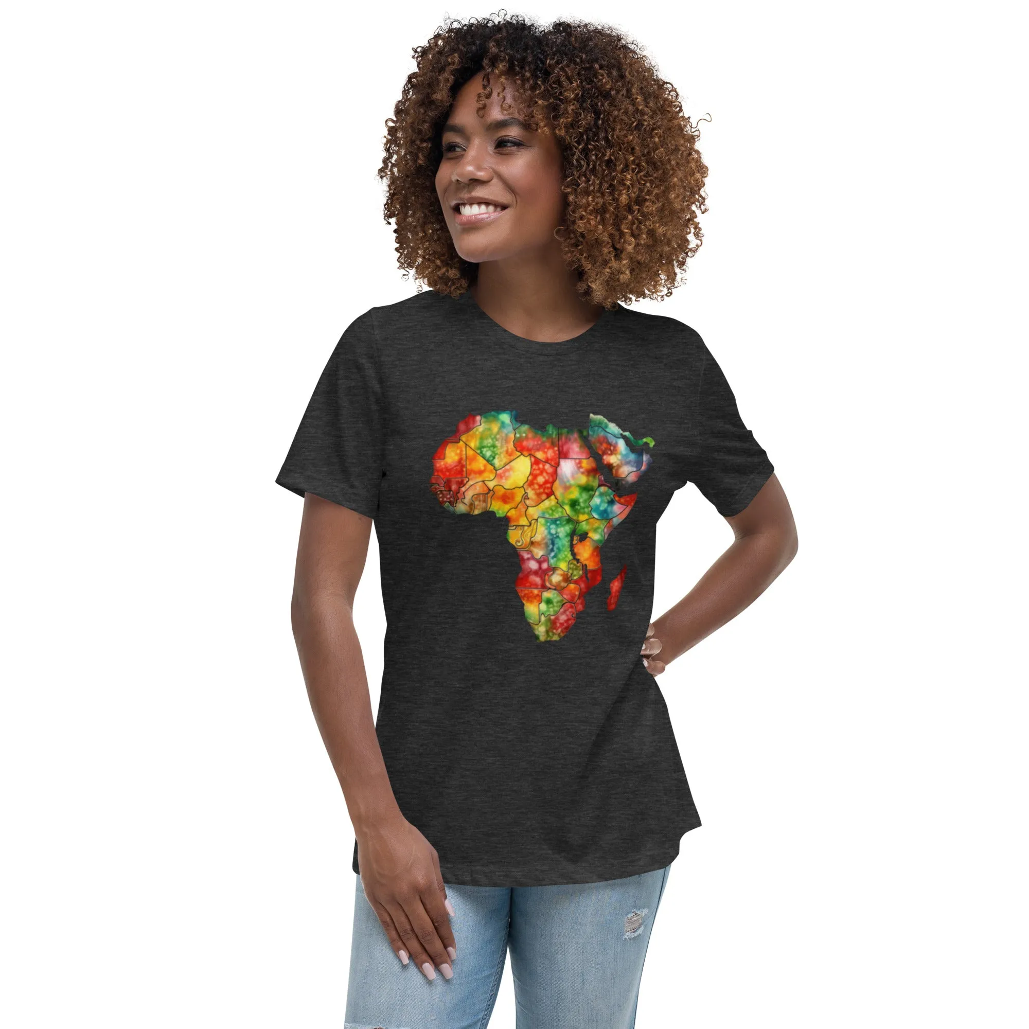 Women's Relaxed T-Shirt, Africa Map, Gift, Back to School.