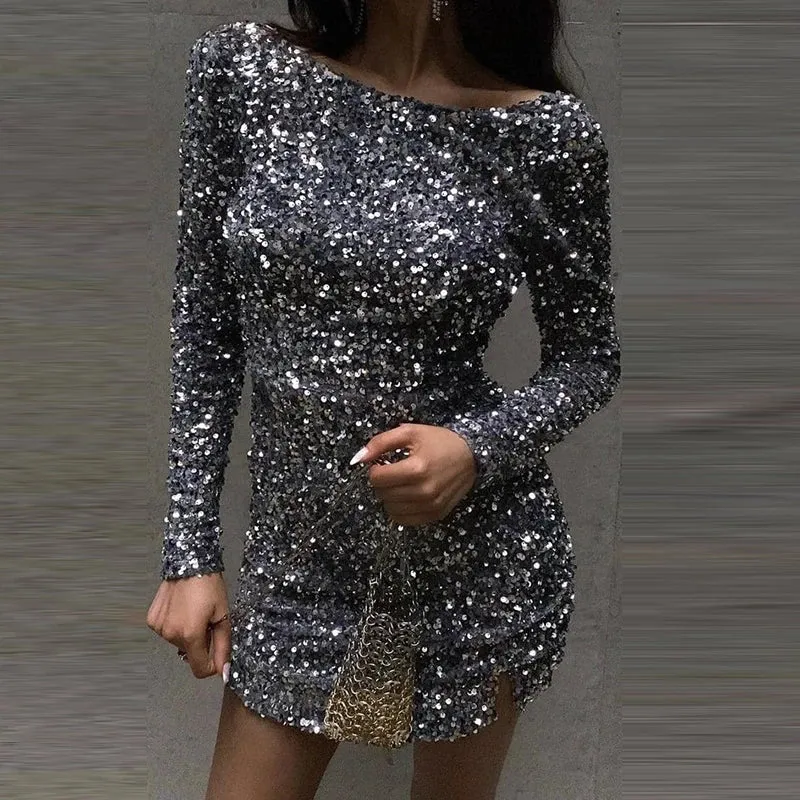 Women's Sequin Mini Dress | Glamorous & Elegant | Long-Sleeve Design
