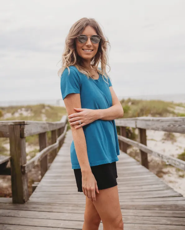 Women's Soft Supima Cotton Short Sleeve Everyday Comfy Crew Tee | Turquoise
