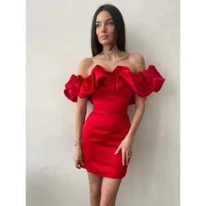 Women's Stylish Off Shoulder Ruffle Sleeves Dress | Mini