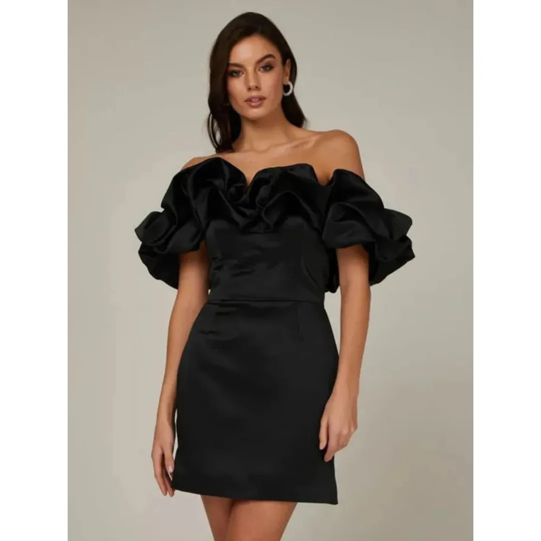 Women's Stylish Off Shoulder Ruffle Sleeves Dress | Mini