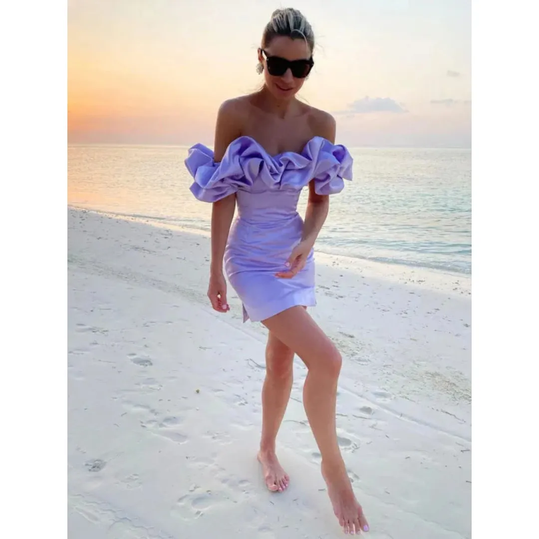 Women's Stylish Off Shoulder Ruffle Sleeves Dress | Mini