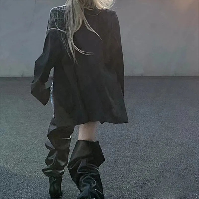 Women's Zipper Pleated Over The Knee Boots